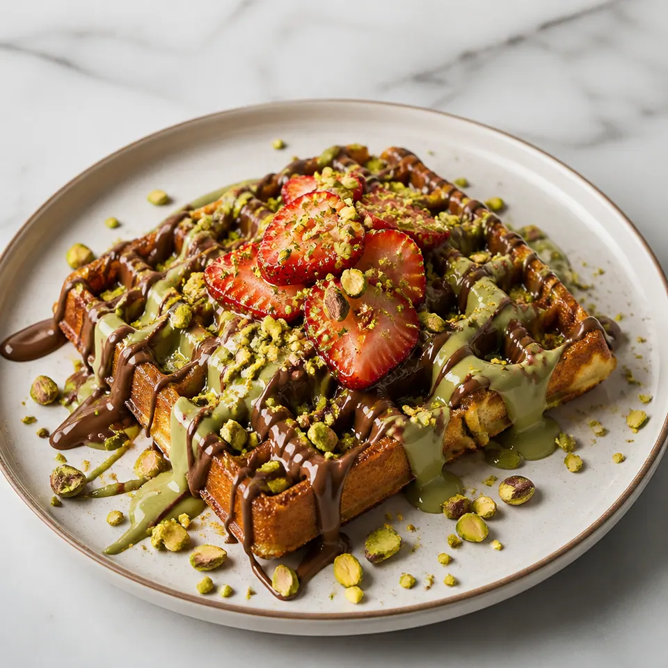 Pistachio Passion, Waffles in Fallowfield at Crema Dolce
